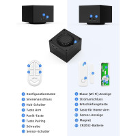 CPVAN Domácí alarmový systém (2,4 & 5 GHz WLAN), Ochrana proti krádeži, Okenní alarm & Dveřní alarm s dálkovým ovládáním