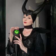 SINSEN Halloween LED Světelné žezlo Maleficent: Svítící žezlo pro cosplay postavu Maleficent z pohádky o Spičce