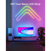 CHACOKO 10M Neon RGB s IC LED pás, 1 role, efekt duhy, 84 LED/Metr, 840 LED, Voděodolný IP65 Silikonový LED proužek