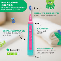 GUM Playbrush JUNIOR 6+, chytrý elektrický sonický zubní kartáček pro děti od 6 let s interaktivní herní aplikací