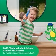 GUM Playbrush JUNIOR 6+, chytrý elektrický sonický zubní kartáček pro děti od 6 let s interaktivní herní aplikací