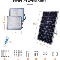 Solární světlomet Gebosun 2 Pack s dálkovým ovládáním, od soumraku do úsvitu, 6000 K, IP67 vodotěsný, ideální pro stodoly