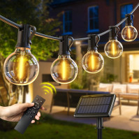 Avoalre Solar Festoon Lights Outdoor 19M/61FT USB&Solar String Lights Dimmable 4 Mode with Remote 25+2LED Bulbs Outdoor