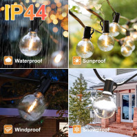 Avoalre Solar Festoon Lights Outdoor 19M/61FT USB&Solar String Lights Dimmable 4 Mode with Remote 25+2LED Bulbs Outdoor