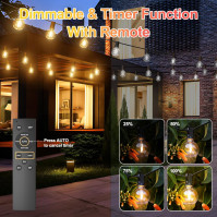 Avoalre Solar Festoon Lights Outdoor 19M/61FT USB&Solar String Lights Dimmable 4 Mode with Remote 25+2LED Bulbs Outdoor