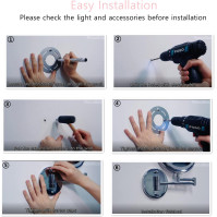 Rocollos dobíjecí nástěnné osvětlené kosmetické zrcátko chromové, 8palcové oboustranné toaletní zrcátko LED 1X/10X zvětšení
