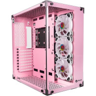 TALIUS Gaming Cronos Orchid. Počítačová skříň pro hráče s RGB ventilátory, herní věž ATX s temperovaným sklem. (Růžová)