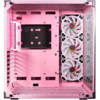 TALIUS Gaming Cronos Orchid. Počítačová skříň pro hráče s RGB ventilátory, herní věž ATX s temperovaným sklem. (Růžová)