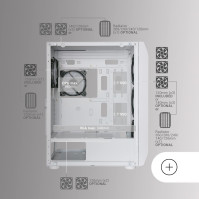 MARSGAMING MC-KX, prémiová herní věž E-ATX, mrazicí CPU systém, 5 ultratichých ARGB ventilátorů, ARGB ovladač a RF knoflk