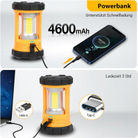 Kempingová lampa, 3200LM světlá Kempingová světla, 4600mAh powerbanka & dobíjecí LED lampa, stmívatelný svítilna s 5 režimy