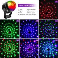 Diskokoule 360° otáčející se LED disko světlo s aktivací hudby a dálkovým ovládáním, 3W RGB dynamické světelné efekty