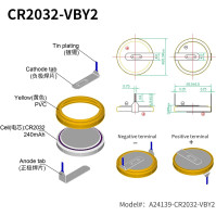 10X EEMB CR2032 baterie s pájecími jazýčky Nedobíjecí 3V CR2032 lithiové baterie UL Certified (10 Count, CR2032-VBY2)