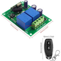 QIACHIP 2kanálový dálkový ovladač relé 12V - bezdrátový 433MHz dálkový ovladač s 2kanálovým relé pro DC 12V s 4 vysílači