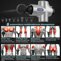 Pistole k masáži svalů ALDOM Masážní přístroj hlubokého svalového masáže s 30 nastavitelnými úrovněmi 8 hlavic masáže