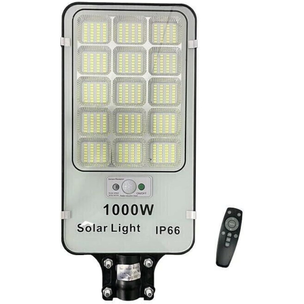 AntDau71 - 1000W externí LED solární pouliční lampa se soumrakovým a pohybovým senzorem vybavená dálkovým ovládáním