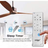 Reiga 165CM DC Motor Moderní chytrý stropní ventilátor s ovládáním Google Home Alexa App dálkovým ovládáním 6 rychlostí