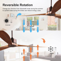 Reiga 165CM DC Motor Moderní chytrý stropní ventilátor s ovládáním Google Home Alexa App dálkovým ovládáním 6 rychlostí