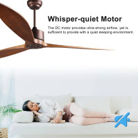 Reiga 165CM DC Motor Moderní chytrý stropní ventilátor s ovládáním Google Home Alexa App dálkovým ovládáním 6 rychlostí