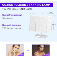 Domácí opalovací lampa Cozion, 24W přenosná opalovací lampa se 192 LED diodami, nastavitelný stojan, skládací