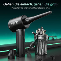 Elektrický stlačený vzduchový vysavač, MECO Elektrický foukač vzduchu, 4 v 1 Funkce Výkonný 3-pásmový až 90000RPM/12000PA