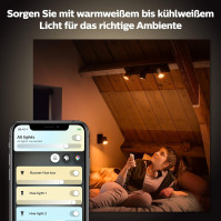 Philips Hue Runner White Ambiance Smart stropní světelný pruh, 3x reflektory [Gu10 Spot], černá s technologií Bluetooth