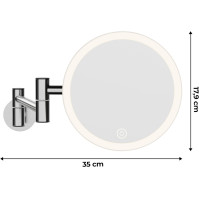 OVITEC Kosmetické zrcadlo s montáží na zeď a osvětlením | nabíjecí | s osvětlením | Včetně malého zrcadla s funkcí zvětšení