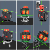 Laserová vodováha ZHJAN 4x360° má 16 laserových čar a samočinné nivelační funkce. Je odolná proti stříkající vodě
