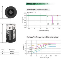 EEMB ER34615 D Cell baterie 3.6V Lithium: Vysokokapacitní nedobíjecí lithium baterie typu D Cell s kapacitou 3.6V od zna