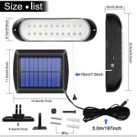 CKLHCFF Sluneční pohybový senzorový světelný 20 LED oddělitelné sluneční světlo s 5m kabelem venkovní voděodolná solární