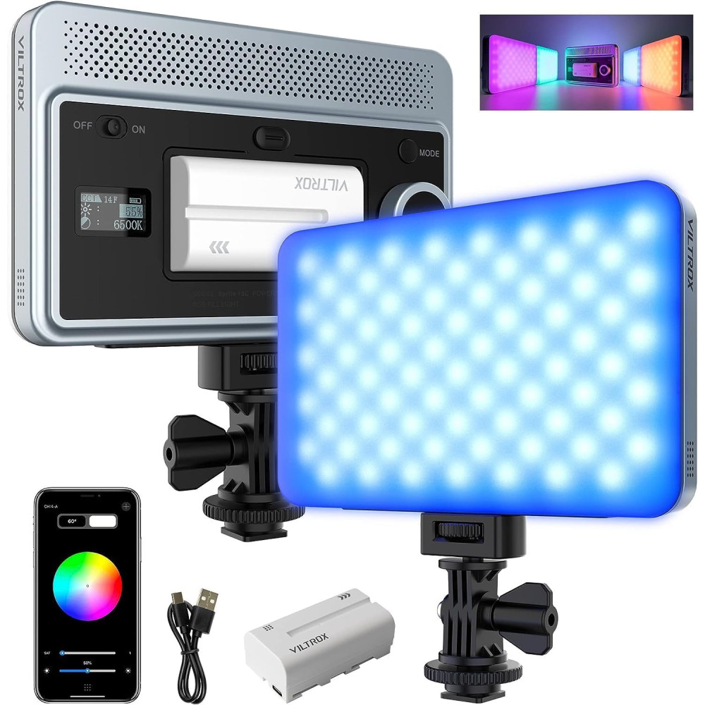 VILTROX Sprite 15C Panelové LED video světlo RGB videokamera Kamera Panel Videolight 2800-6800K s Bluetooth, Cold Shoe