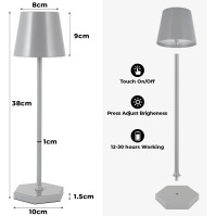 LED bateriová stolní lampa, stmívatelná, bezdrátová stolní lampa, doba svícení 12h až 30h, 4200mAh, IP54 voděodolná, 300