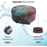 ZACO W450 mopovací robot s oddělenými nádržkami na čerstvou a špinavou vodu, mokré mopování až 80 minut, automatický stě