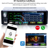 Autoradio Bluetooth 1 Din s hands-free, 4.1 palcovým HD dotykovým displejem s FM AM RDS rádiem, auto zpětná kamera