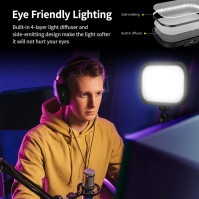 RALENO RGB Streaming Key Light s dálkovým ovládáním, vestavěné bateriové video stolní světlo pro živé streamování