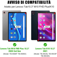 YUEJIDZ Klávesnice s obalem pro Lenovo Tab M10 FHD Plus (2. generace) 10,3 palce, italská