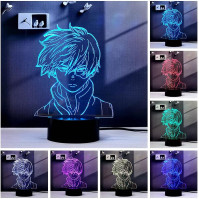 2 v 1, My Hero Academia, Todoroki Shoto, Midoriya Izuku, LED iluzní lampa 3D s dálkovým ovládáním RGB ve 16 barvách