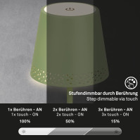 BRILONER - LED bateriová stolní lampa 2v1 montáž, postupně stmívatelná, dotyková, mobilní světlo, LED stolní lampa venkovní