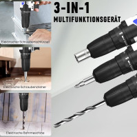 Aku šroubovák 21V, aku vrtačka s baterií 1x1500 mAh, aku vrtačka 45Nm, 2 variabilní rychlostní stupně, točivý moment 25+1