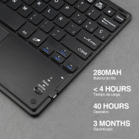 Rii BT11 Ultratenká Bluetooth klávesnice s funkcí multi-touchpad a dobíjecí baterií, černá - QWERTY španělská rozložení