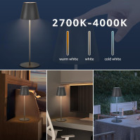 Stolní lampa RWWR Bezdrátové stmívatelné dotykové ovládání 2700K-4000K USB dobíjecí stolní lampa Venkovní LED bateriová