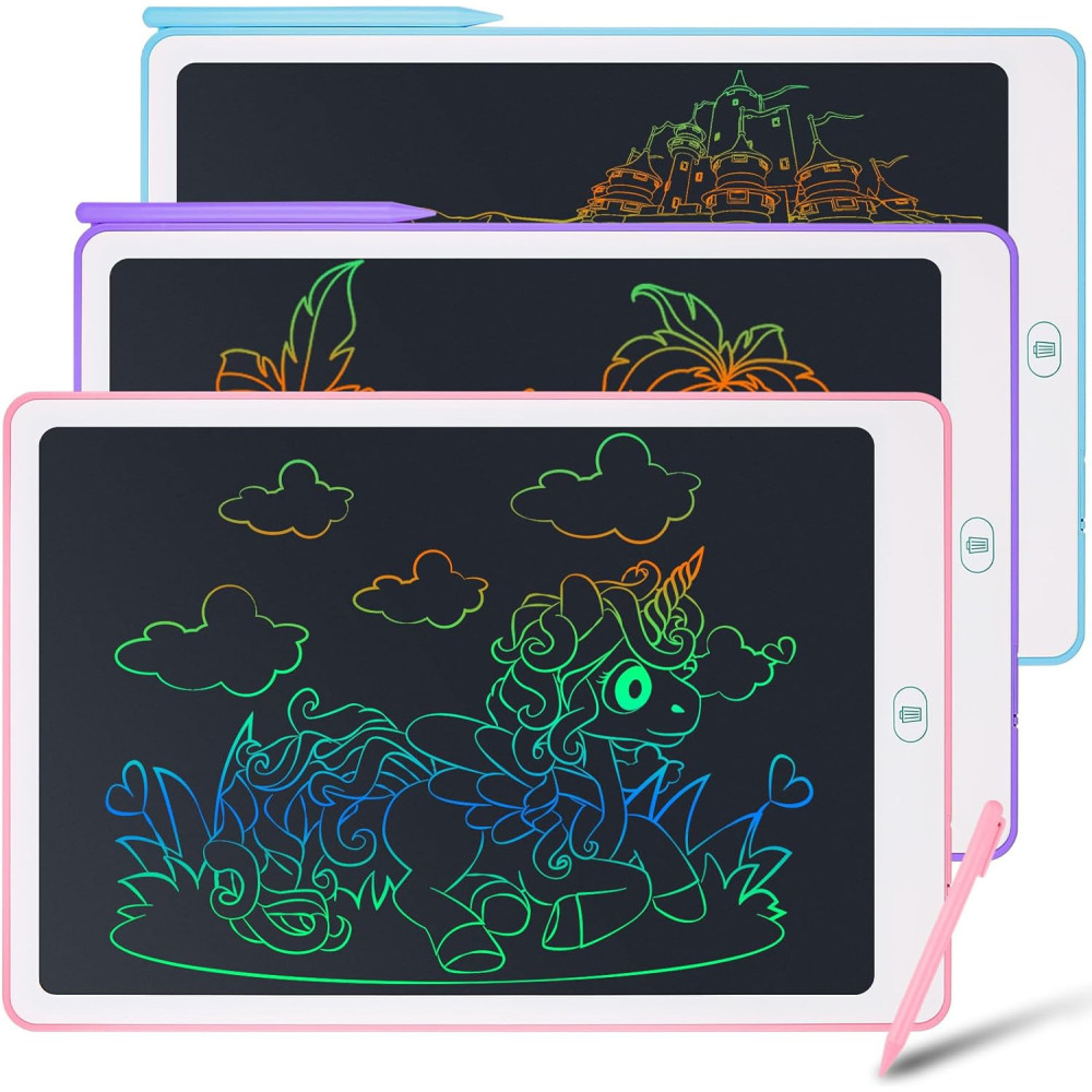 Sofore 3 Pack LCD psací deska pro děti 15 palců, LCD elektronická malba pro děti, barevný displej s uzamykatelným tlačítkem