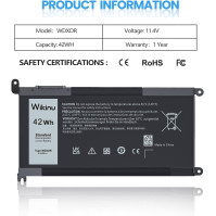 Wikinu WDX0R Laptopová baterie pro Dell Inspiron 13 5368 5378 7368 7378 14 7460 7472 15 5568 7569 7579 5578 5570 5565