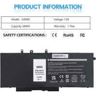 Wikinu GJKNX Battery for Dell Latitude - Náhradní baterie GJKNX pro notebooky Dell Latitude, s kapacitou 68Wh, vhodná pr