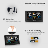 7,5palcová meteorologická stanice Rádiová meteorologická stanice s venkovním senzorem, velkým barevným displejem