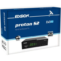 Edision Proton S2 Full HD SAT Přijímač FTA (1x DVB-S2, podpora USB WiFi, USB, HDMI, SCART, S/PDIF, IR Eye, FTA Černá)