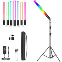 Soonpho RGB LED video světlo pro fotografování, vestavěná baterie 4000 mAh, ruční světelná tyč s 2m světelným stojanem