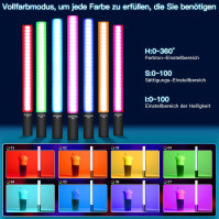 Soonpho RGB LED video světlo pro fotografování, vestavěná baterie 4000 mAh, ruční světelná tyč s 2m světelným stojanem