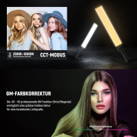 NEEWER RGB Světelný prut s 2.4G/APP Ovládáním, Vylepšené 360° Dotykové RGBWW Hue Mixer Fotografické ruční LED video světlo