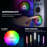 NEEWER RGB Světelný prut s 2.4G/APP Ovládáním, Vylepšené 360° Dotykové RGBWW Hue Mixer Fotografické ruční LED video světlo