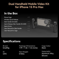 SMALLRIG Dual Handheld Phone Cage Kit pro iPhone 15 Pro Max, mobilní video rigový kit s bezdrátovým rychlým uvolněním